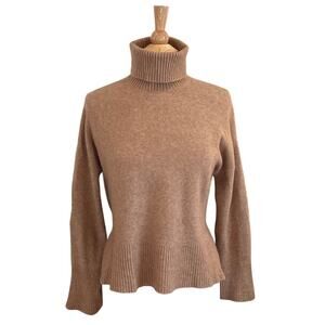 J.Crew Wool/Alpaca Blend Relaxed Fit Tan/Camel Turtleneck Sweater, Size XS